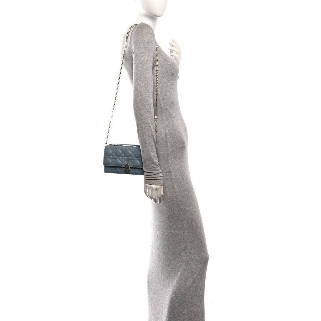 Lambskin Cannage Mini My Dior Top Handle Clutch Cloud Blue