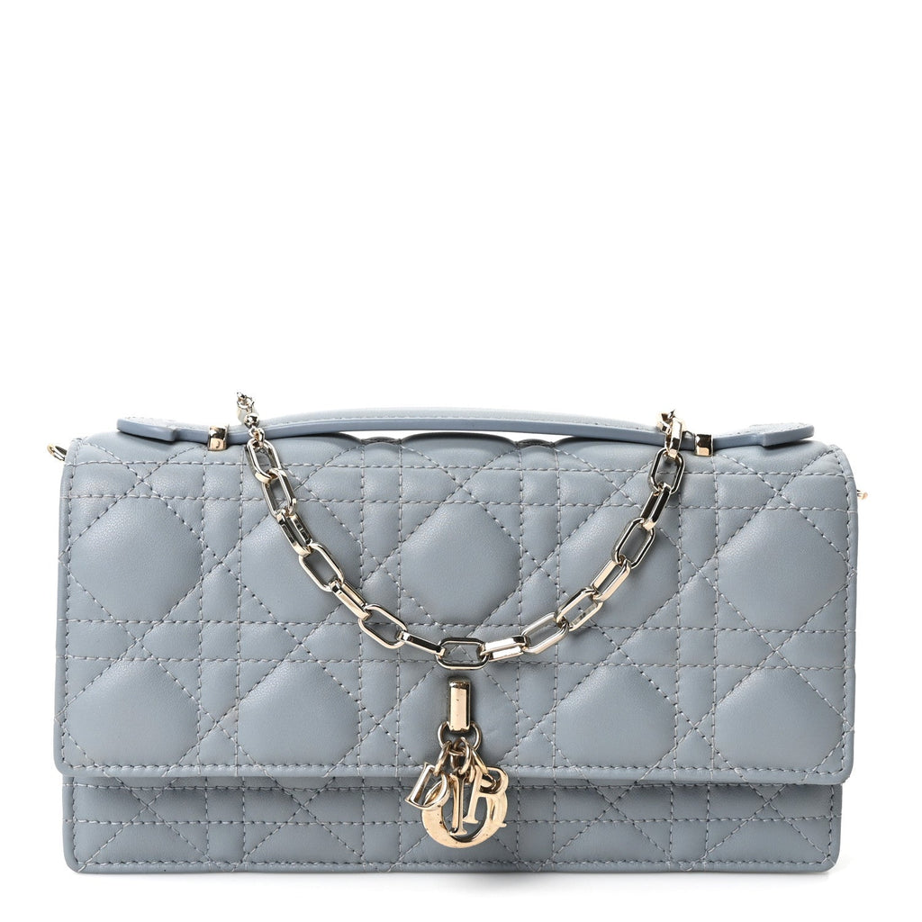 Lambskin Cannage Mini My Dior Top Handle Clutch Cloud Blue