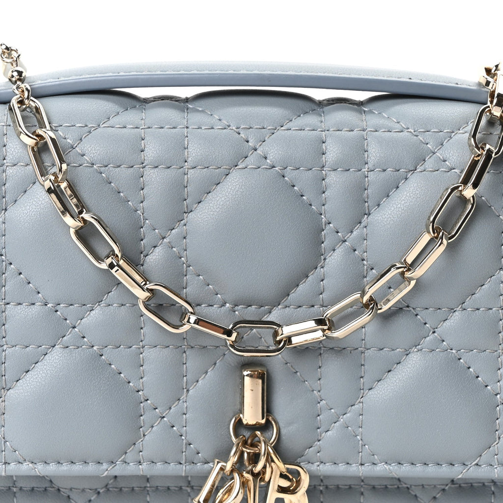 Lambskin Cannage Mini My Dior Top Handle Clutch Cloud Blue