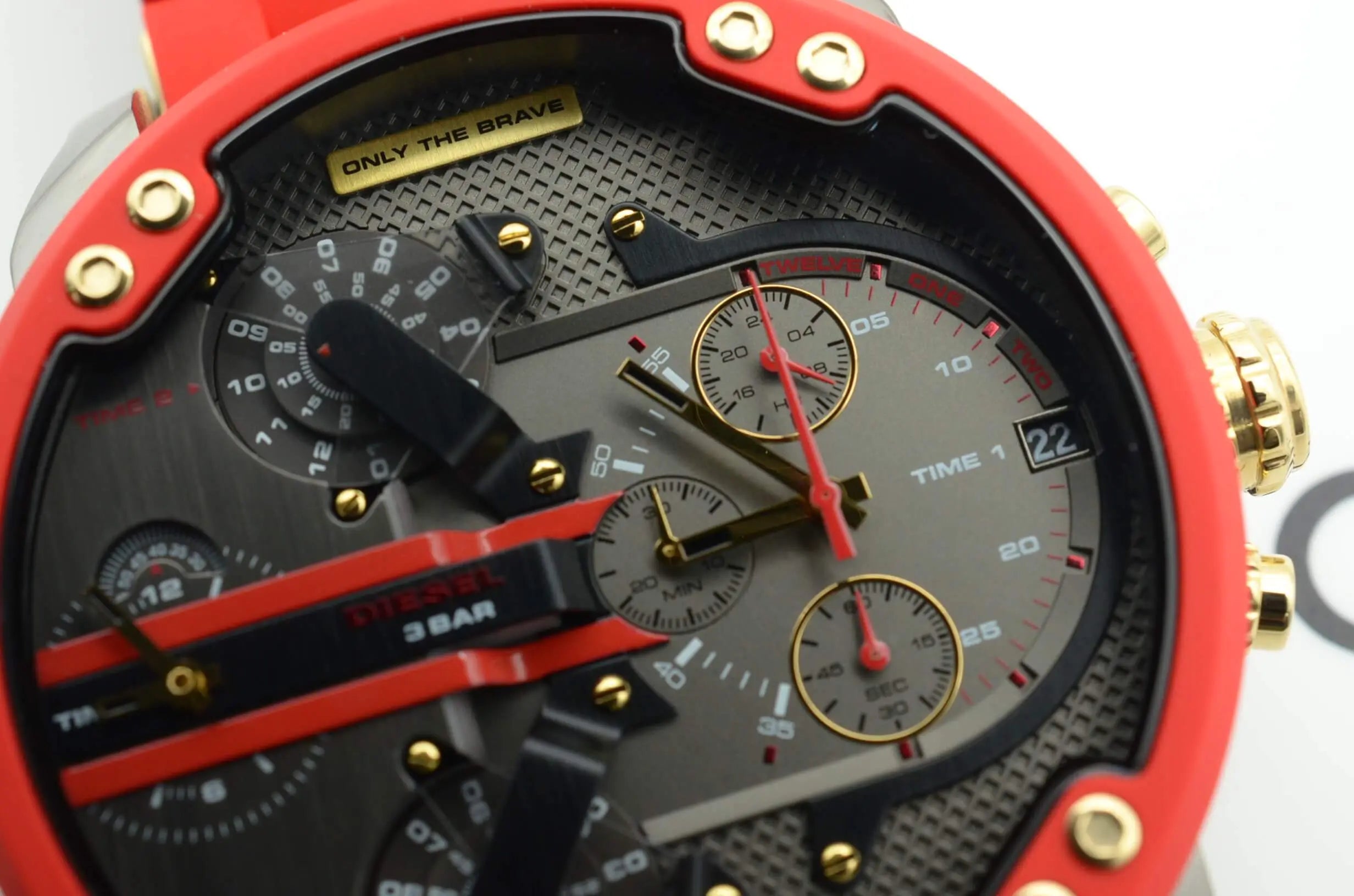 Diesel DZ7430 Mr. Daddy 2.0 Chronograph Men's Watch – Grey Dial & Red Rubber Strap