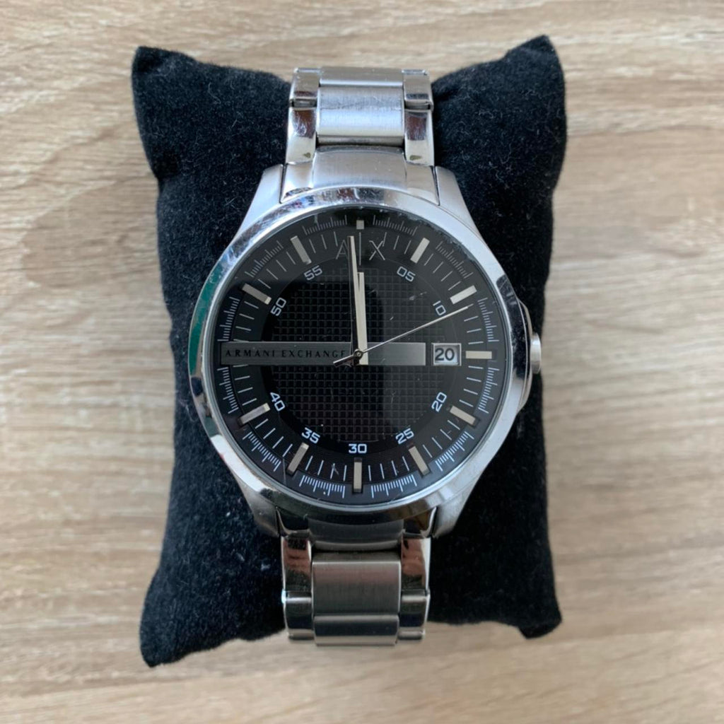 Armani Exchange Hampton AX2103 Men's Chronograph Watch – Black Dial with Silver-Tone Stainless Steel Strap
