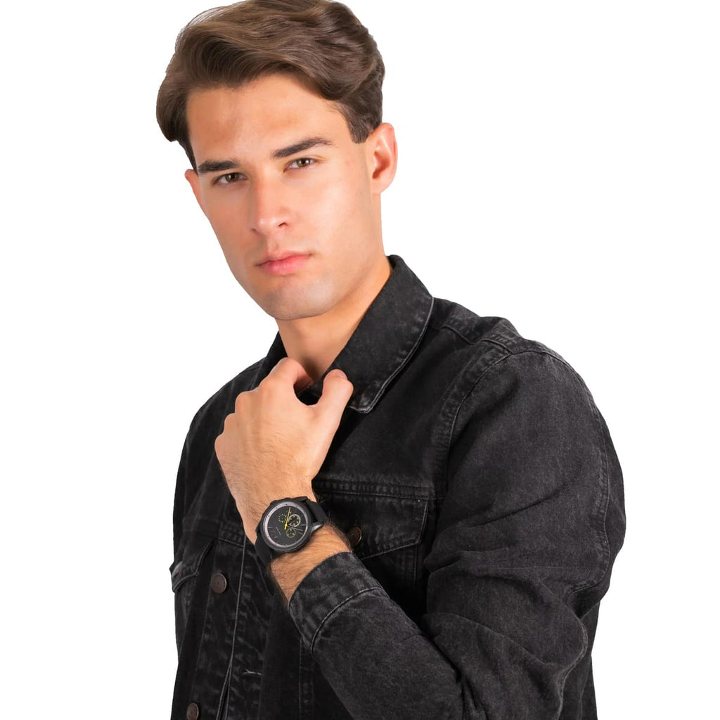 Armani Exchange Outerbanks AX1343 Men's Chronograph Watch – Black Dial with Black Silicone Strap