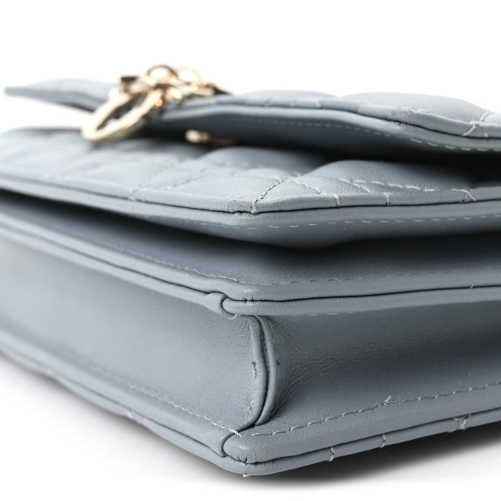 Lambskin Cannage Mini My Dior Top Handle Clutch Cloud Blue