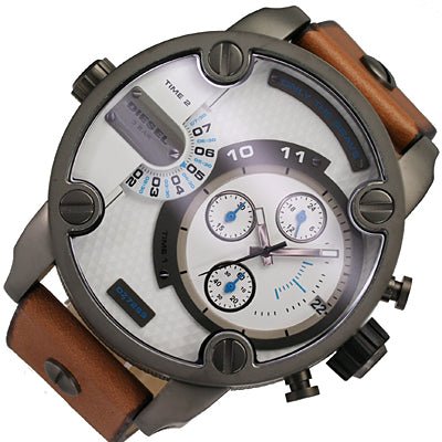 Diesel DZ7269 SBA Dual Time Chronograph Men's Watch – White Dial & Brown Leather Strap